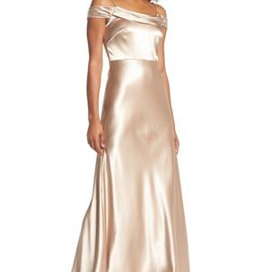 NWT JENNY YOO SERENE SATIN OFF THE SHOULDER GOWN